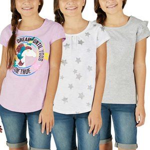 Vigoss Girls 3-pack Short Sleeve Tee, Unicorn
